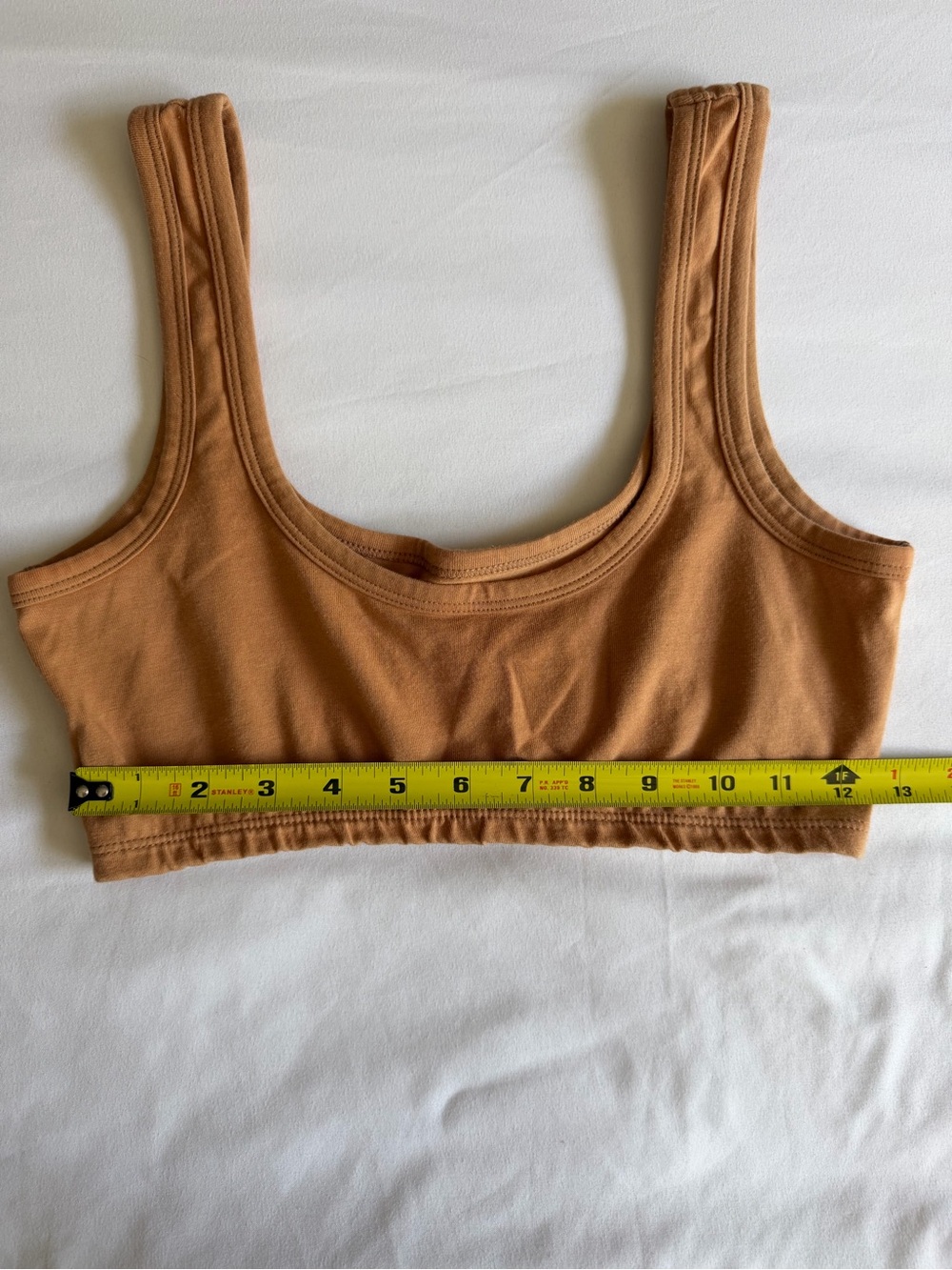 ARQ Organic Cotton Pecan Orange Tan Wide Strap No Wire Bra Bralette - Picture 11 of 12